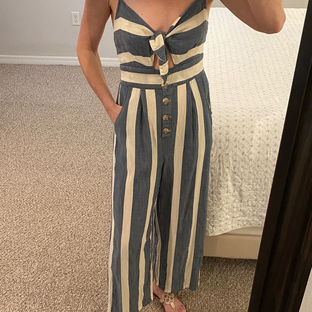 Striped Blue and White Jumpsuit